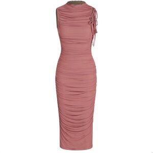 Cider Pink Ruched Midi Dress